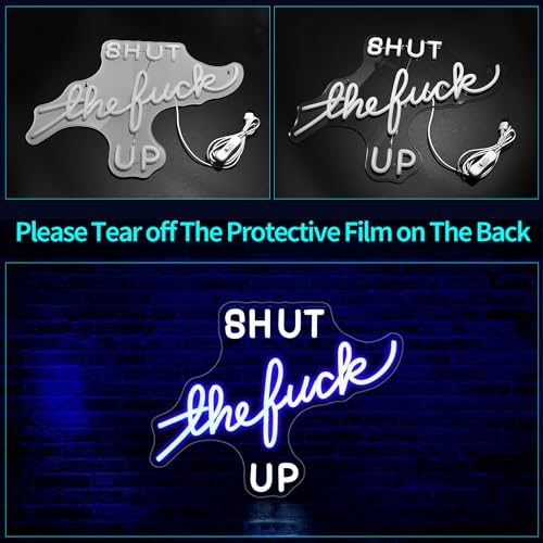 Image of Neon Sign, JGHTURIE Led Neon Signs for Wall Decor Blue Light Up Sign Office Gamer Room Man Cave for Wall Decor USB Powered