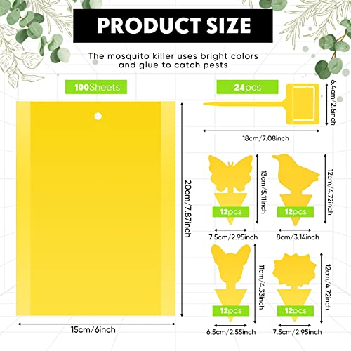 148 Sheets Dual Sided Sticky Traps For Flying Insect White Flies Aphids 6 X 8 Inch Sticky Gnat Traps Fruit Fly Traps For Indoor Outdoor Including Twist Ties And 16 Plastic Holders (Yellow) #TOP1