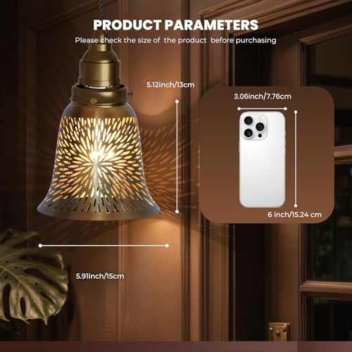 Image of Ceiling Fan Light Covers, ALUCSET Cracks Metal Pendant Light Shade, Light Fixture Cover Metal Lamp Shade Replacement with 1-5 /8-Inch Opening Fitter for Wall Lamp Chandelier-Yellow Brass /Gold-plated