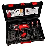 Sertissage éclairé et sous contrôle : l’anneau LED lumineux éclaire la zone de travail à 360° et indique si le cycle de sertissage est réussi. Batterie CAS compatible et performante : technologie Lithium-Ion 18V compatible avec plus de 400 machines des partenaires de l’alliance CAS (Cordless Alliance System). Application Bluetooth : votre sertisseuse communique avec votre Smartphone via l’application VIR-APP. M2X : format « pistolet » favorisant la préhension et la maniabilité. Pince-mère et inserts : peu encombrants et légers, faciles à ranger et à transporter. Mini-pinces : encombrement et poids optimisés à un profil/un diamètre, pour sertir dans les endroits l