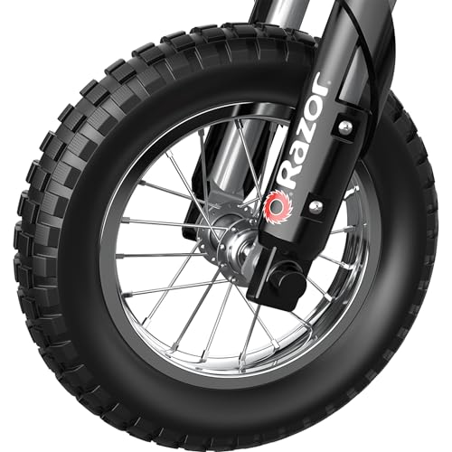 Image of Razor MX400 Dirt Rocket Electric Bike for Kids Ages 8+, 140 lb Max Weight, Black - 24V Battery, Up to 14 Mph, 30-Min Ride Time on High Speed, Twist-Grip Throttle, Spoked Wheels w / 12 inch Pneumatic Tires
