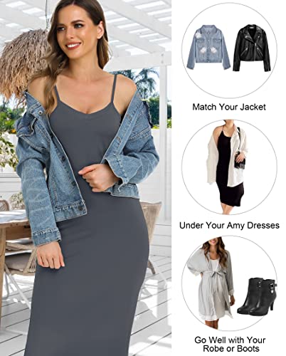 Image of Vlazom Women Full Slips Sexy Soft Slip Dress for Under Dress Spaghetti Strap Cami Slip Chemises V Neck Negligee S-3XL