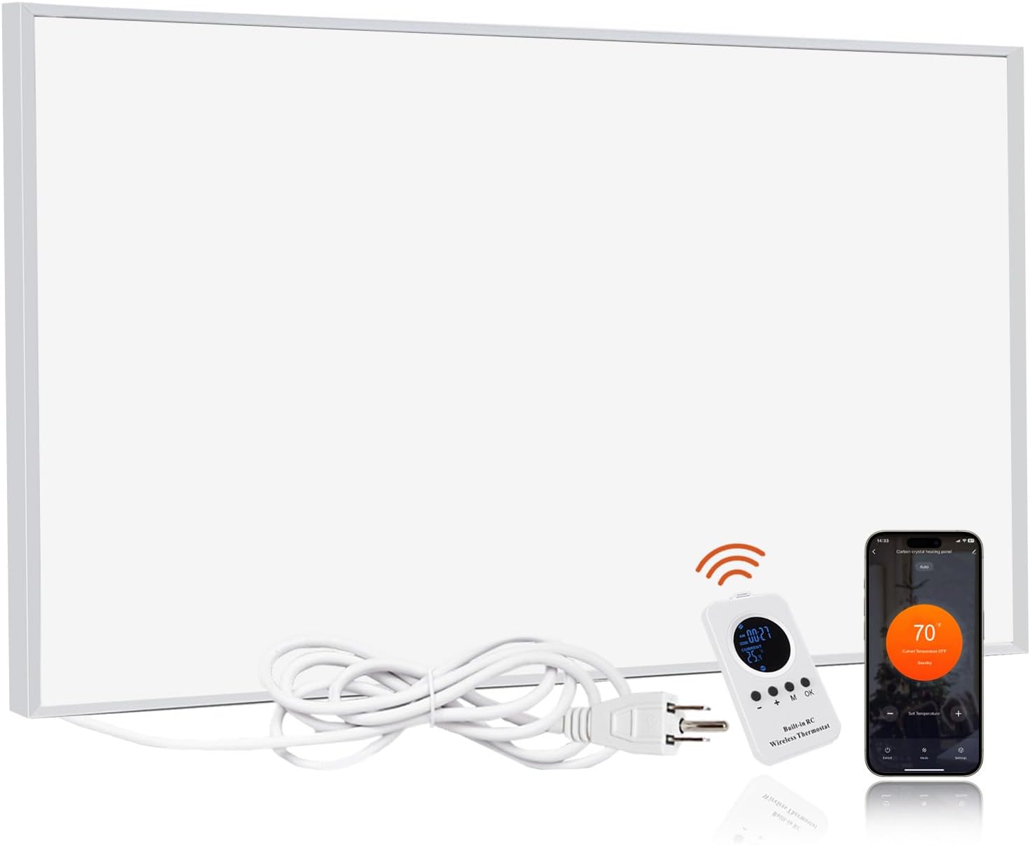 Space Heater for Indoor Use 600W– Wall Mounted Smart Infrared Heating Panel Appliance with Thermostat