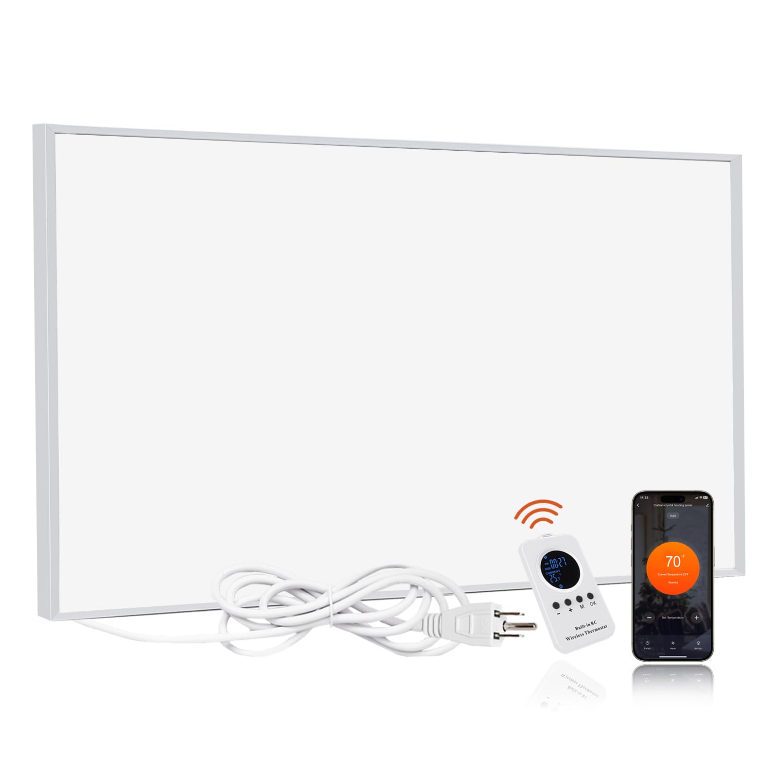 Space Heater for Indoor Use 600W Wall Mounted Smart Infrared Heating Panel Appliance with Thermostat, Overheating Protection, Energy Efficient & Quiet, 100% Flame Retardant