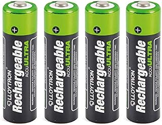 LLOYTRON NiMH Rechargeable AccuPower Batteries / AA Size / 800mAh / 4 Pack - B011