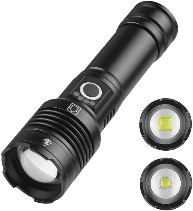 Miniatura 2 de MODOAO Linterna LED de alto lúmenes, linternas tácticas con zoom y 5 modos de luz de larga distancia, impermeable, antorcha de caza al aire libre