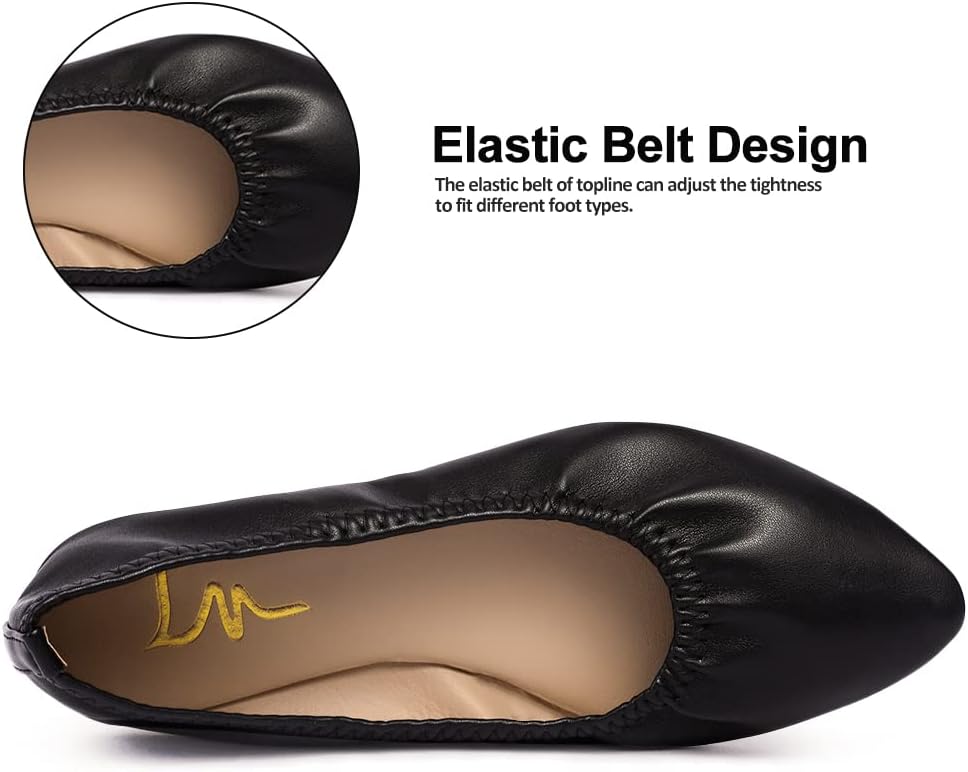 Women's Ballet Flat Slip On Flats - Classic Casual Dress Shoes, Foldable Portable Travel Ballet Walking Shoes - Image 4