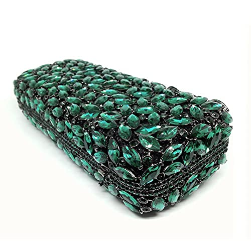 Image of Boutique De FGG Women Crystal Clutch Bag Minaudiere Box Handbag Party Prom Rhinestone Clutch Purse Wedding Bag, Mini
