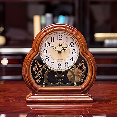 Reloj de mesa, funciona con pilas, reloj de escritorio retro para sala de estar y decoración de estantes, diseño elegante para una estética atemporal