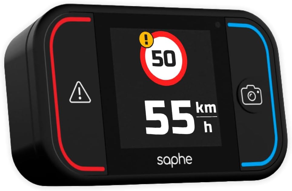 Saphe Drive Pro Speed Camera Detector with Colour Display, CarPlay and Android Auto Compatible, Detects Upcoming Speed Cameras and Hazards, Requires Additional Subscription