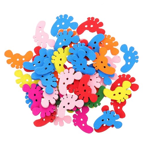 Beatifufu 1 Juego Botones De Madera Con Forma De Huella Para Coser Accesorios Diy Para Manualidades Y Decoración De Ropa 100 Piezas