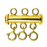 YINETTECH Conector de 3 hebras espaciadoras de tubo deslizantes con 3 cierres de anillo de resorte S925, juego de joyería para manualidades, pulseras, collares chapados en oro