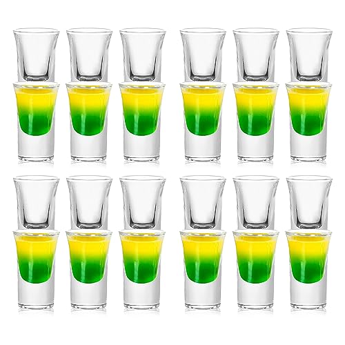 1.1Oz Shot Glass Set Heavy Base, Whiskey Shot Glasses 24-Pack Clear Shot Glasses Mini Wine Glasses,Shot Cups Set for Vodka,Whiskey,Liqueurs,Tequila,Soju,Espressos