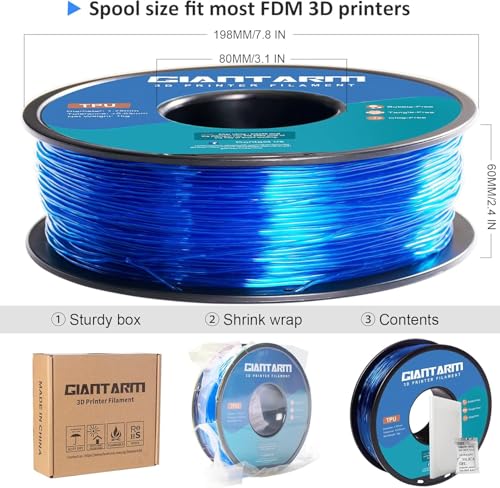 Image of GIANTARM TPU Filament 1.75 mm for 3D Printer 1 kg Blue