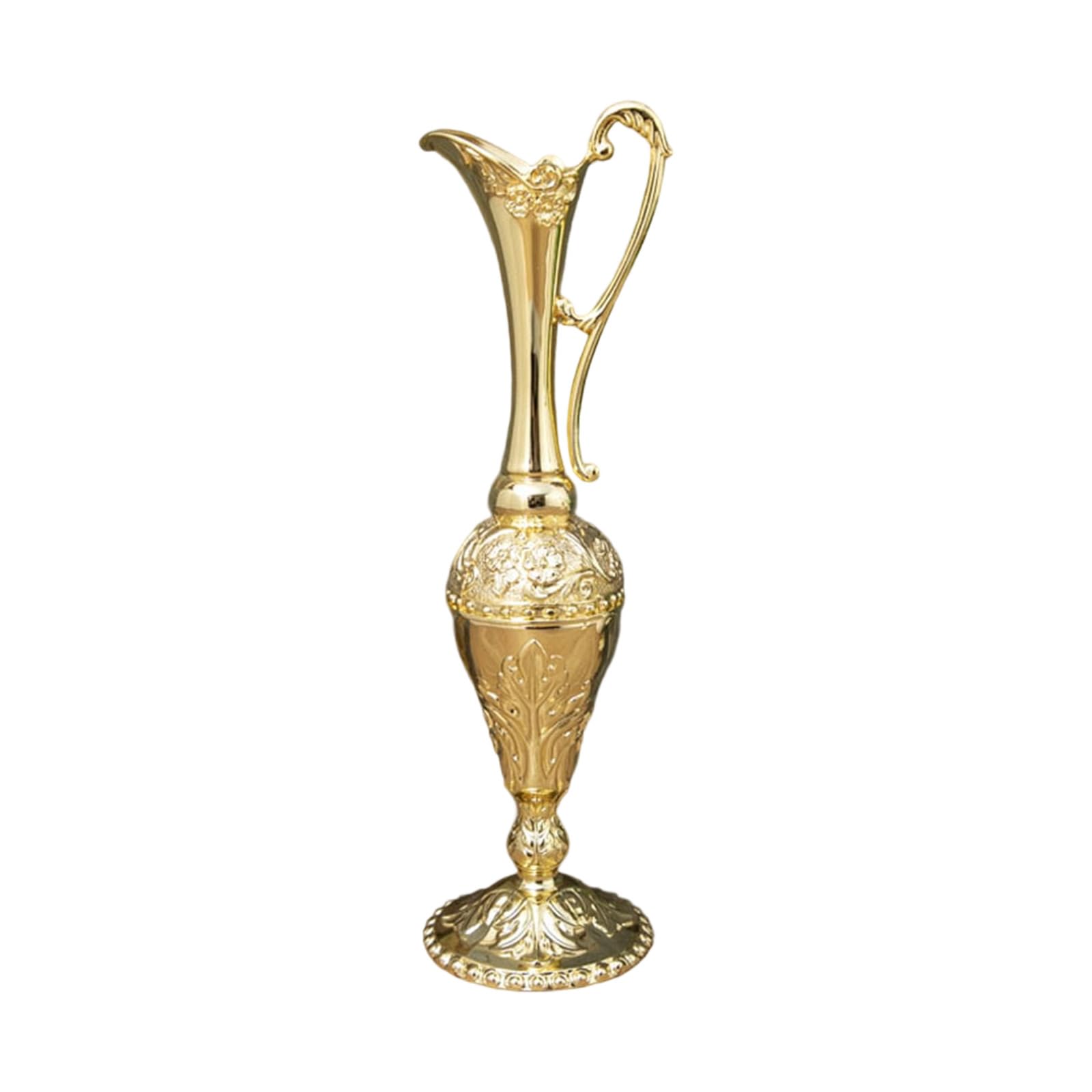 Elnwnnkc Minimalists Metal Vases European Vintage Embossed Flower Container for Florals Arrangements Centerpieces Decoration Thin Neck Metal Flower Vases