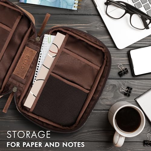 ELIZO Leather Bible Cover for Men Bible Case for Women Zippered Holder Protector Cross Church Tote Bag Carrying Organizer Sleeve Gift Standard Saddle - Thumbnail 5