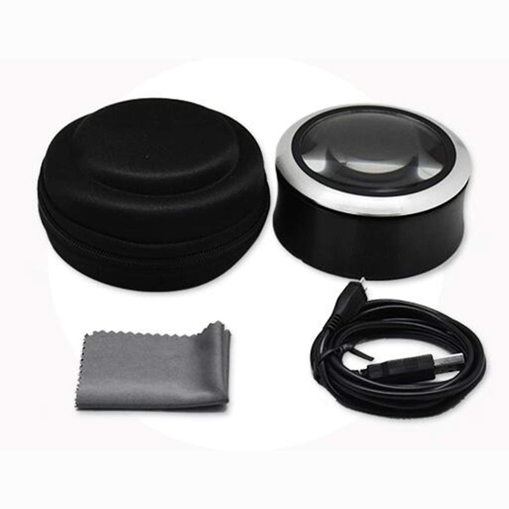 Lupa/Lupa de Mano con luz LED 3X HD portátil Adecuada para Libros, periódicos, mapas, Monedas, joyería, Pasatiempos y Manualidades, Lupa de Escritorio iluminada con LED de Aumento 5X, Lupa, Super