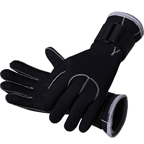 Andyshi 3MM Neopreno Antideslizante Negro Snorkeling Natación Buceo Guantes Medio Cover