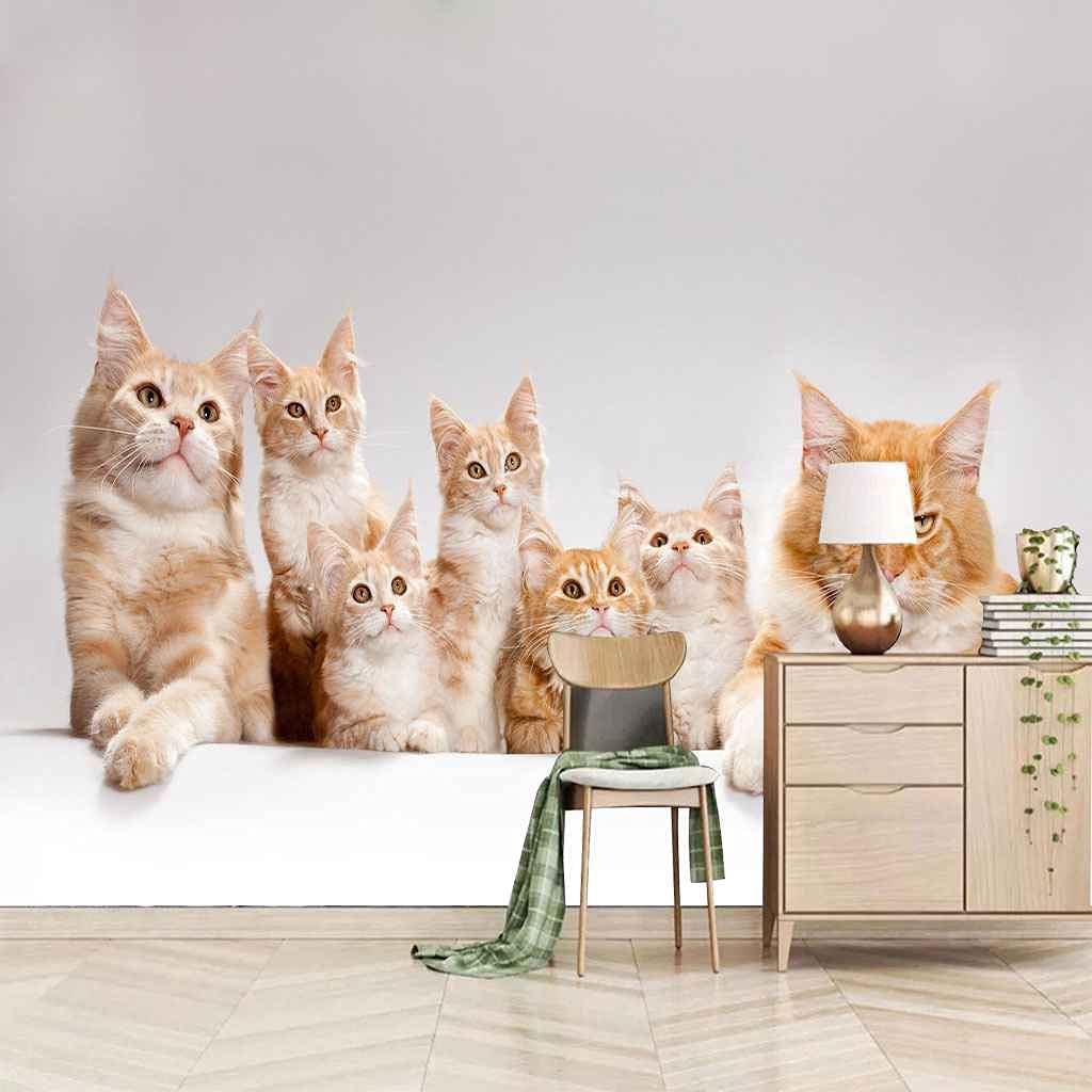 Papier peint 3D chat pour créer une ambiance cocooning au salon