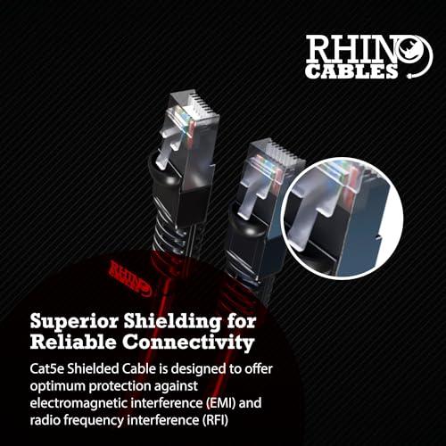 rhinocables Cat5e Shielded Ethernet Lead - FTP Copper RJ45 Cable with Snagless Boot & LSZH Jacket, Black, 3m - Image 2
