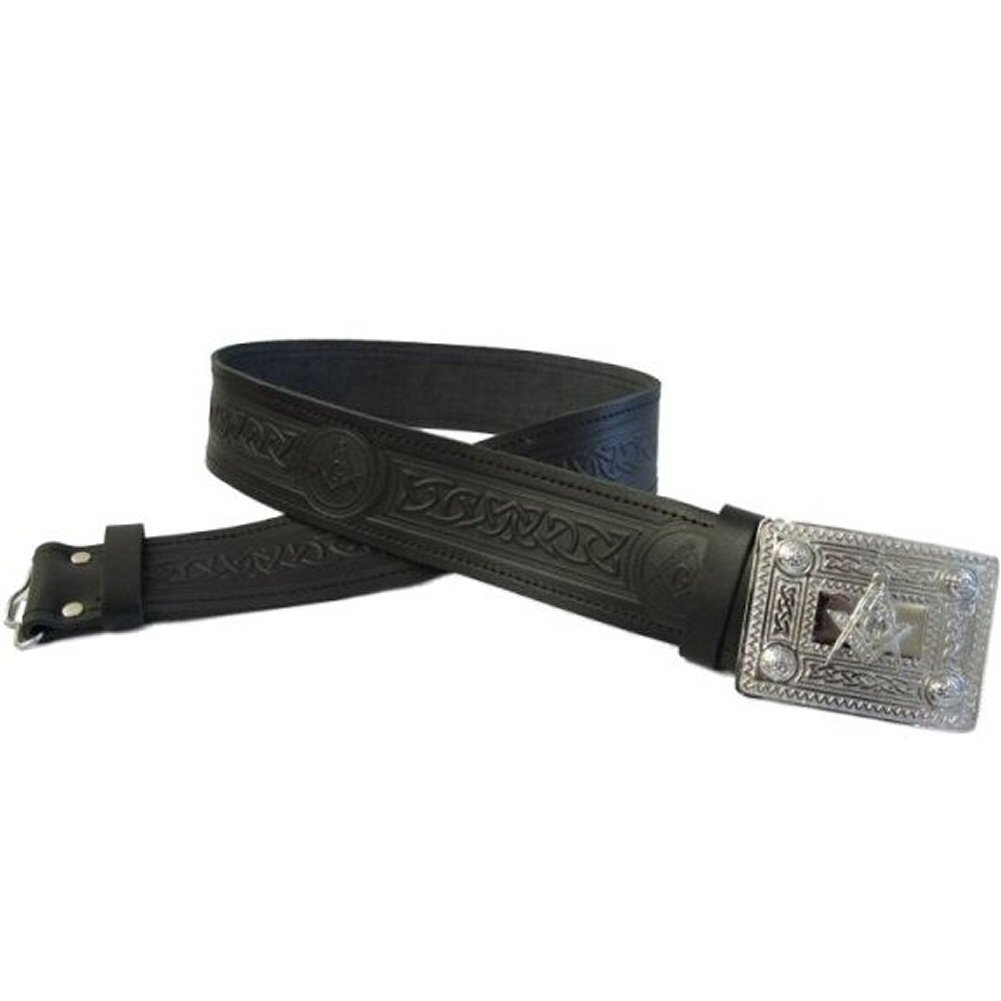 Tartanista Masonic Embossed Kilt Belt & Buckle Size S - 22" - 27" (56-69cm)