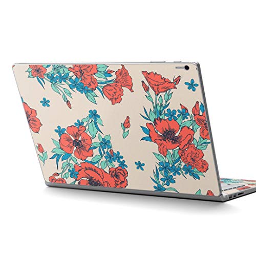 igsticker Surface Book2 Book3 15inch 専用 スキンシール サーフェス ブック 15インチ用 シール 012171 花 植物 赤