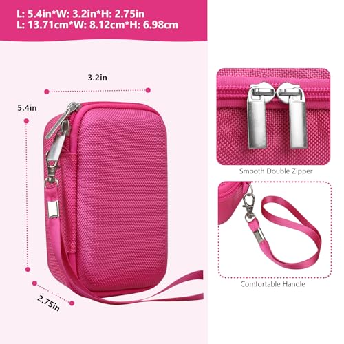 Image of Carrying Case for Sony RX100 VII / RX100 VI / RX100 V / RX100 IV / RX100 III Premium Compact Camera, Storage Holder Travel Bag with Zipper Mesh Pocket for Charging Cable, USB Card, Rosered