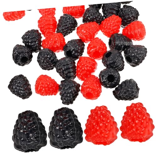 iplusmile 40 Piezas Frambuesas Artificiales Decorativas para Cocina y Hogar Accesorios Ligeros para Fotografía y Escaparates Negro y Rojo Modelo Duradero para Uso Prolongado