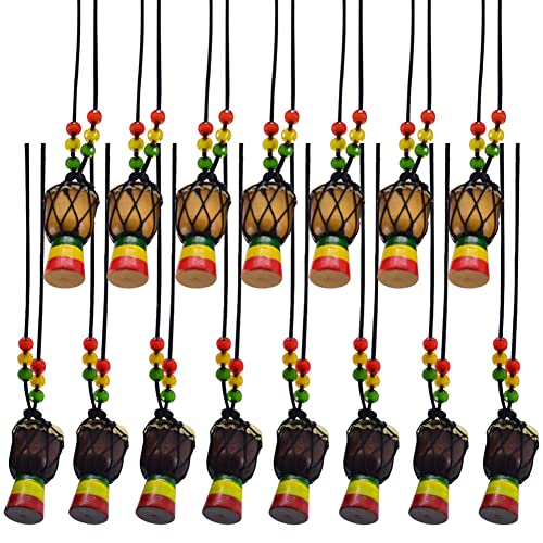 ZUYYON 15Pcs Instrument Necklaces Wooden Classic Djembe Drum Mini Pendant African Drum Bongos...