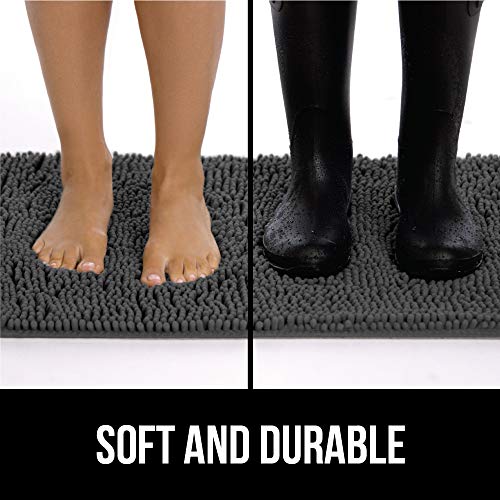 Image of GORILLA GRIP SoakSTOPPER Dog Door Mat, 36x24 Machine Washable Rug Absorbent Doormat Captures Moisture Mud Dirt, Quick Dry Soft Chenille Entryway Rugs Indoor Entrance Mats for Dog Paws, Charcoal