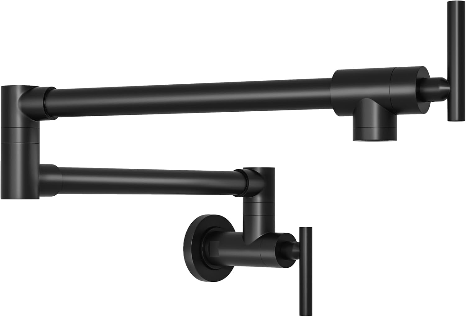 FLG Pot Filler Faucet Black,Stainless Steel Wall Mount Kitchen Folding Stove Faucet with Double Joint Swing Arms