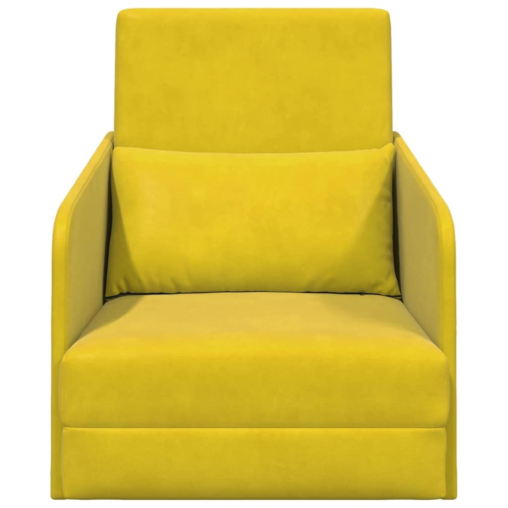 Sofá cama amarillo 65 x 80 x 83 cm funda de terciopelo moderno sofá de suelo cama con marco de metal función plegable para salón, habitación de invitados, oficina