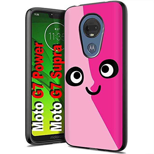 NakedShield Black Flex Gel Compatible for Motorola Moto g7 Power,Supra,G7 Optimo MAXX,Pink Face Print,Light Weight, Unbreakable, Flexible, Surround Edge Protection,Designed in USA