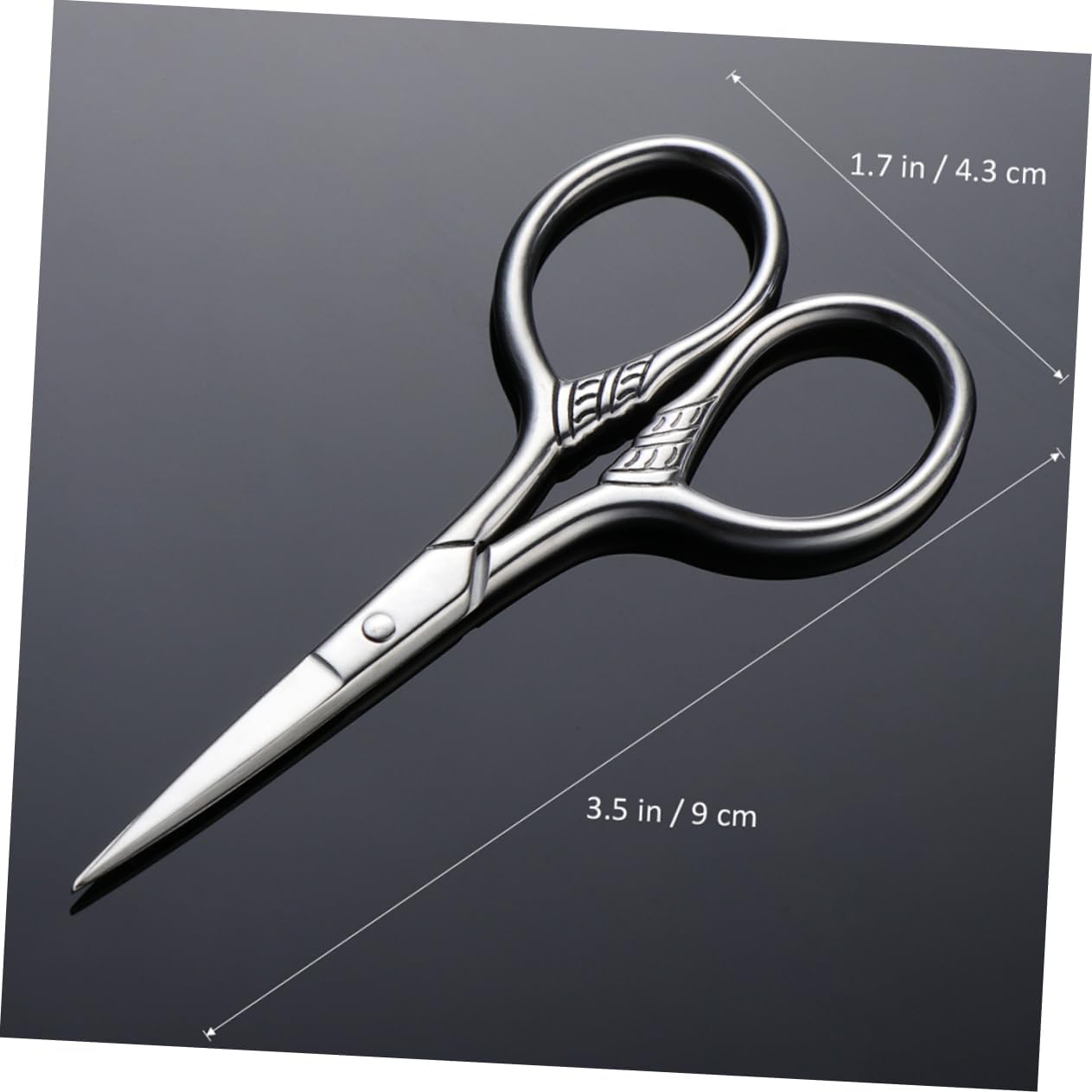 VICASKY 2Pcs Stainless Steel Beard Shears Mustache Trimming Scissors for Men Facial Hair Grooming Barber Grade Silver Precision Cutting Tool