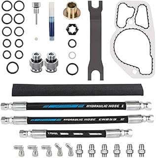 High Pressure Oil Pump HPOP Hoses Lines Kit and Crossover Line & Master Service Kit with O-Ring Seal Kit and Base Gasket Fit for Ford 1999-2003 7.3L compatible with Powerstroke