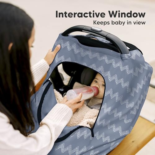Image of KeaBabies Winter Car Seat Cover Baby, Newborn - Universal Fit Infant Carseat Covers Baby Girl, Boy, Breathable, Lightweight Blanket,Easy to Use Stroller Canopy,Rain,Wind,Sun Shade(Indigo)
