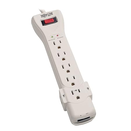 Tripp Lite 7 Outlet Surge Protector Power Strip 15ft Cord Right Angle Plug 2160 Joules Tel (SUPER7TEL15)