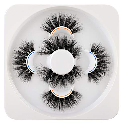Wiwoseo Mink Lashes 20MM Real Mink Hair False Eyelashes 3 Pairs Dramatic Long Fluffy Volume Thick Fake Eye Lashes 3 Styles Pack