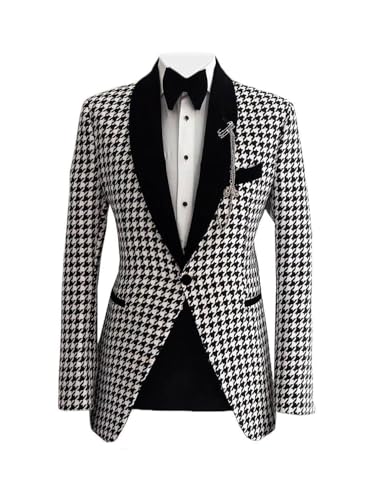 Blazer houndstooth homme veste de costume pour silhouette élégante