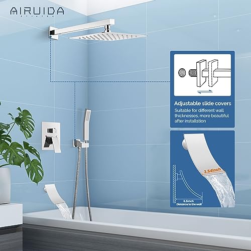 Colonne de douche chromée avec cascade et ciel de pluie 25cm - 2