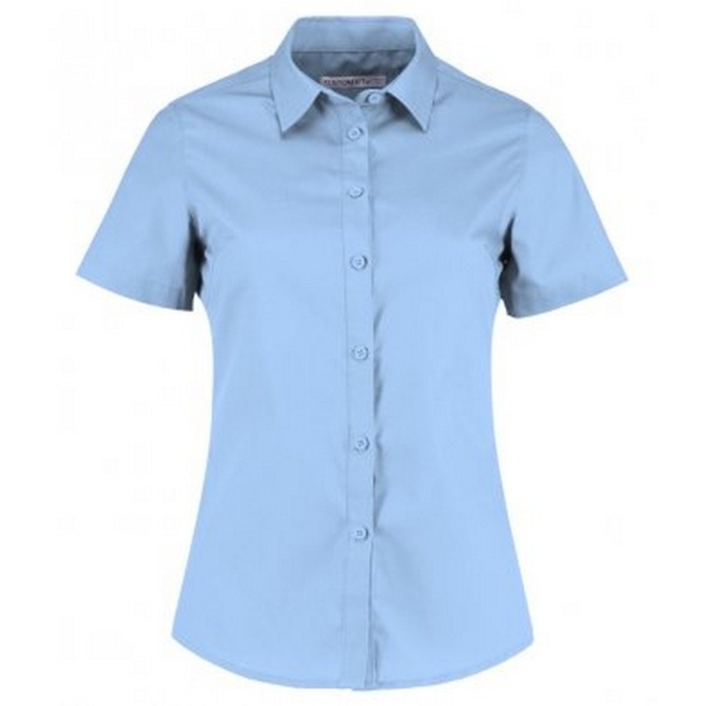 Kustom Kit Ladies Tailored Poplin Shirt, Easy Iron, Light Blue, Size 16