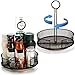 Yesland 2 Pack Metal Rotating Condiment Caddy with Number Card Holder, 7.75 Inch Round Table Caddy with Wooden Base Black Coated Table Caddies Collection for Salt Pepper Ketchup Hot Sauce Mustard