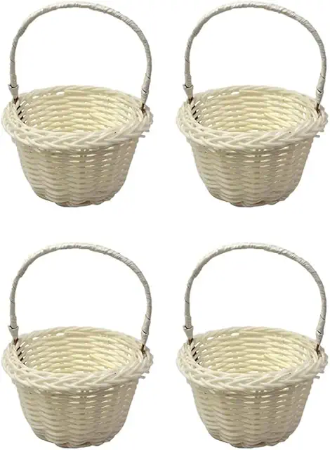 Cestini di Vimini Piccoli EXMDLLY - Confezione 4 Mini Cestini Intrecciati per Damigelle 8x5 cm