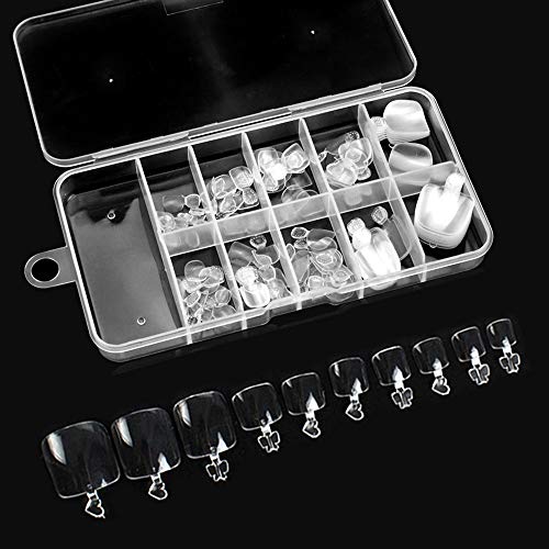 100 tip per unghie dei piedi, trasparenti, ricarica