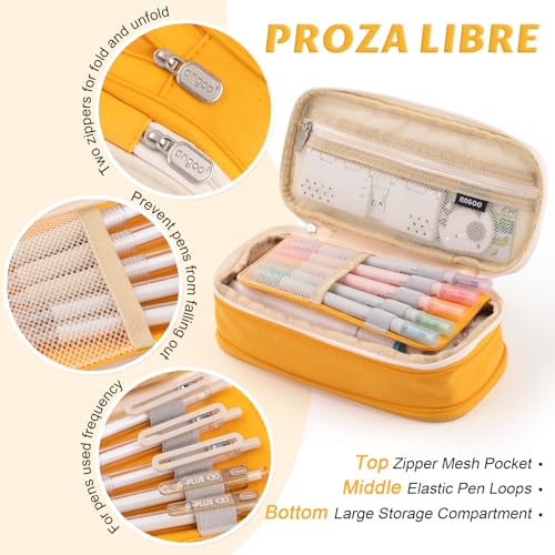 Image of EASTHILL Big Capacity Pencil Pen Case Office College School Large Storage High Capacity Bag Pouch Holder Box Organizer Yellow New Arrival