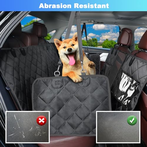 Viretec Dog Car Seat Cover for Back Seat, Dog Seat Cover Waterproof, Durable Scratch Proof, Nonslip Backing and Hammock, 600D Heavy Duty Cars Trucks and SUV Back Seat Cover for Dogs