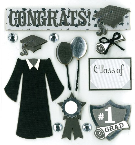 K&Company 12pcs Scrapbook Graduation stickers