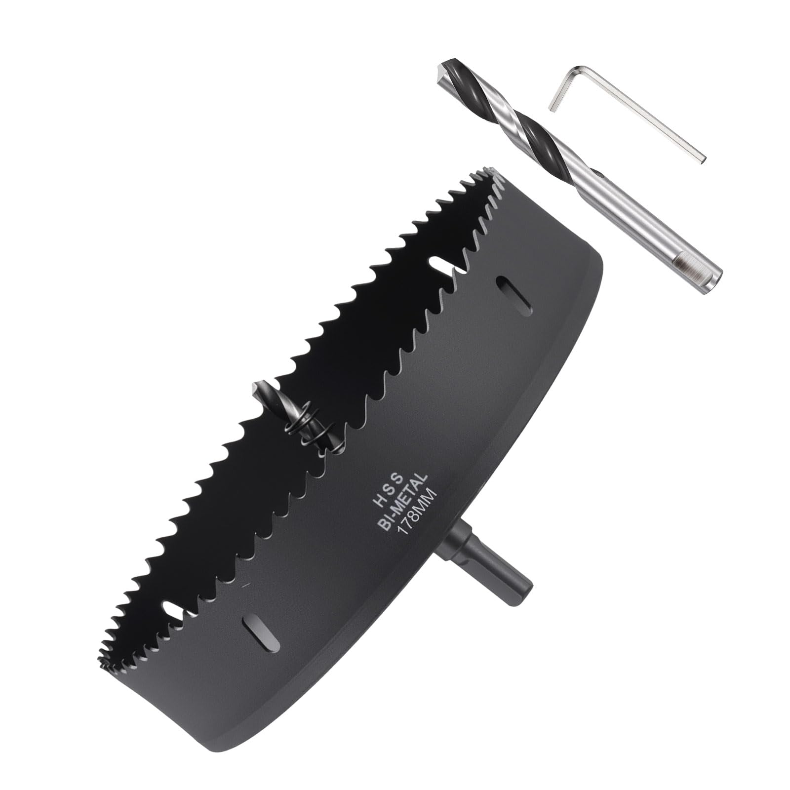 METALLIXITY Bi-Metal Hole Saw 7", M42 HSS Circular Head 178mm Hole Cutter with 2 Pilot Drill Bits