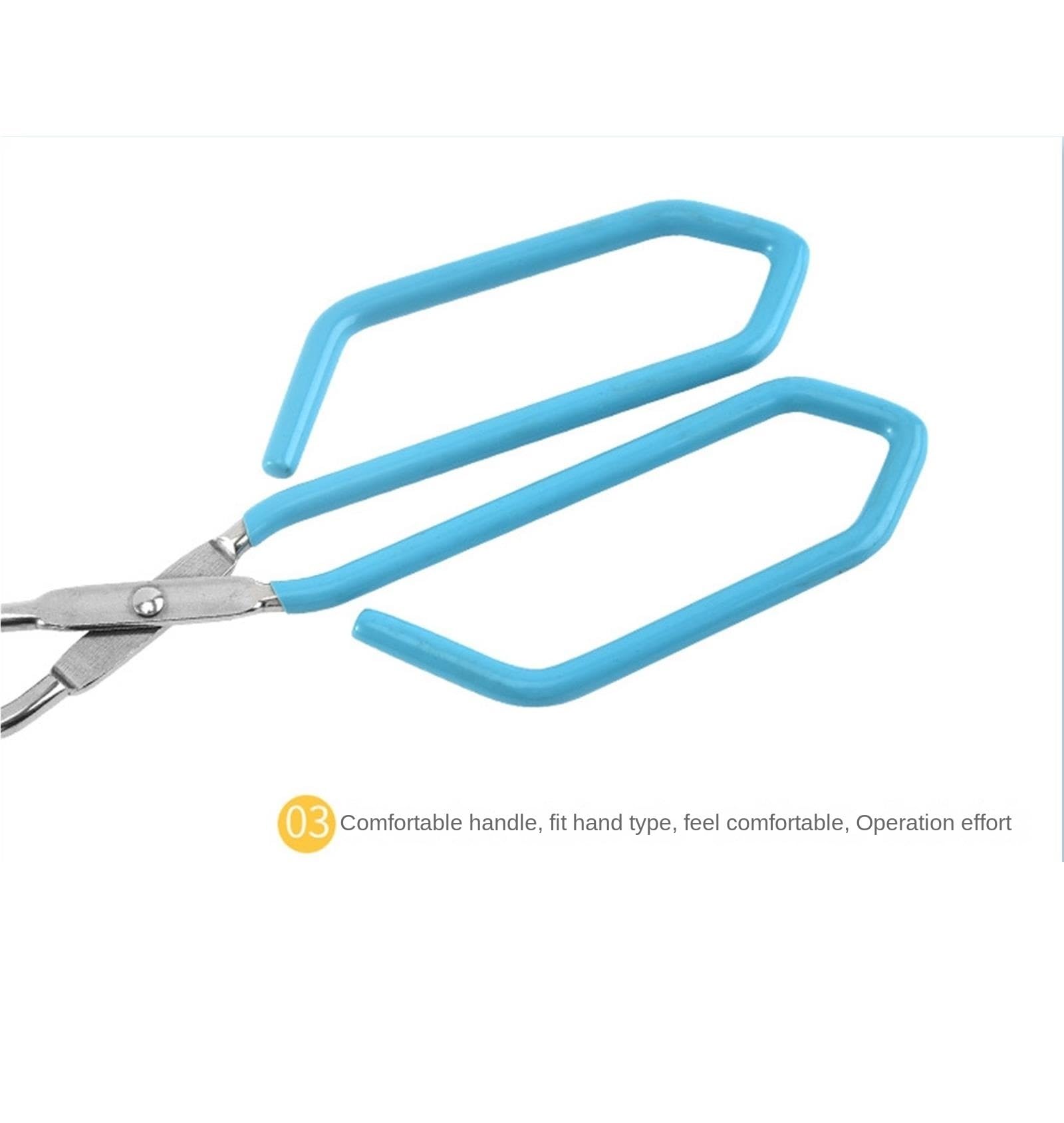 Pinza Barbecue Clip for Barbecue in Acciaio Inossidabile con Manico Antiscottatura for Bistecca, Pane al Vapore Cucina(Blue,28cm)