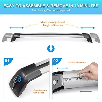 JDMON Roof Rack Cross Bars Compatible with Hyundai Tucson 2016 2017 2018 2019 2020 2021 with Side Rails Anti-Theft Locks Desigh, Aluminum Luggage Rack for Rooftop Cargo Bag Carrier Kayak Bike, Silver